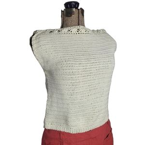 Hand knit white sleeveless top